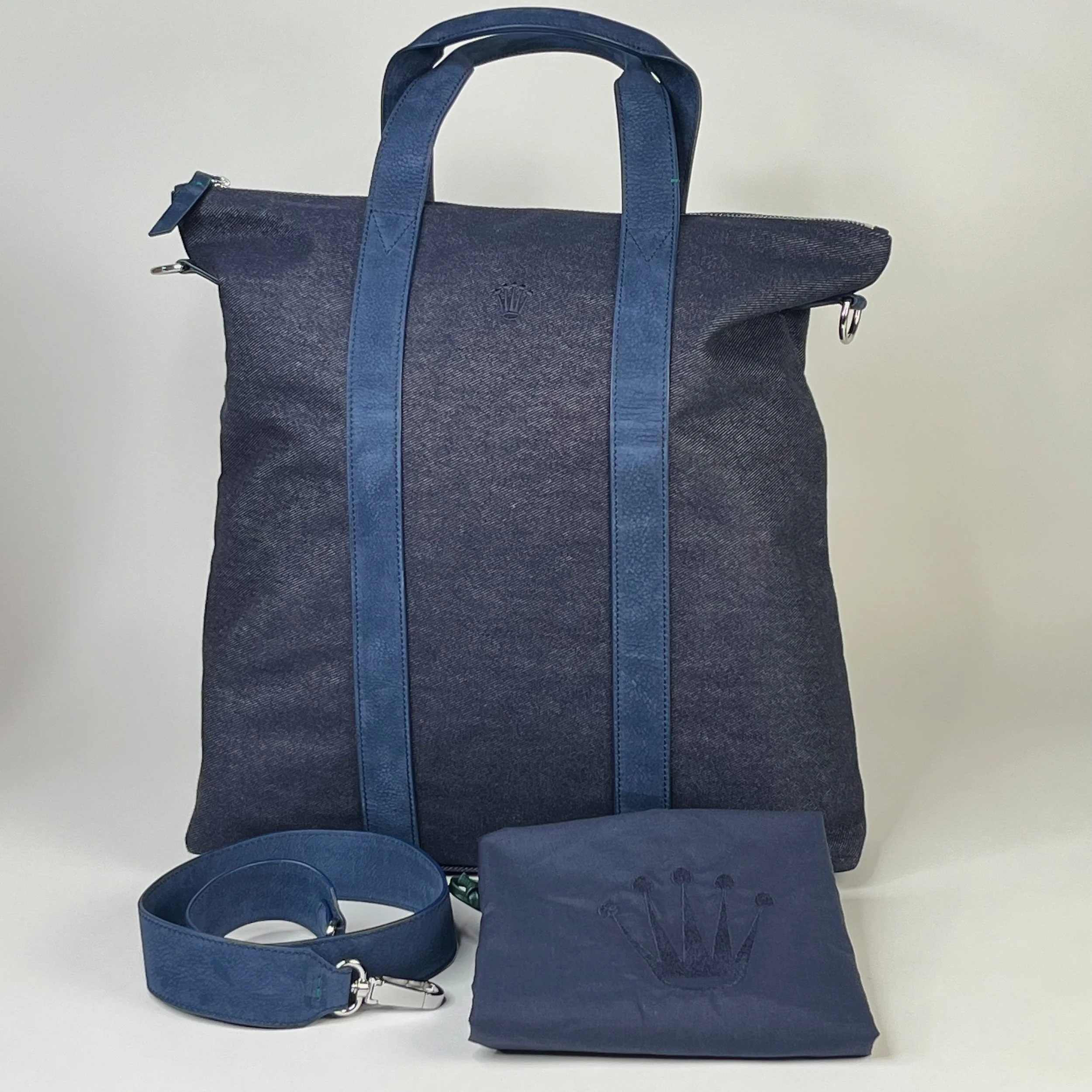 ロレックス ROLEX ボストンバッグ 鞄 ノベルティ 旅行バッグ Rolex Blue Denim Leather Tote Bag with Shoulder Strap & Dust Bag